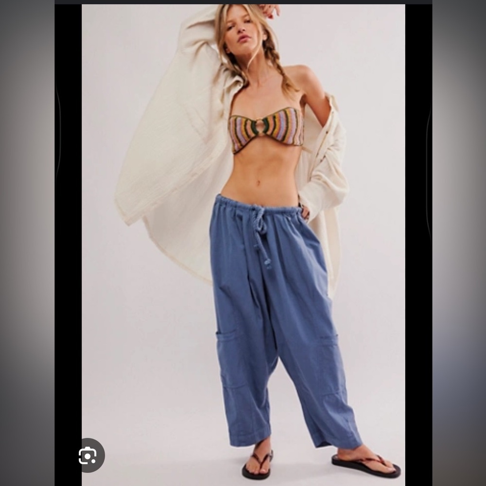 Free people kahlani harem cargo pull on Drawstring Pants adjustable NWOT large